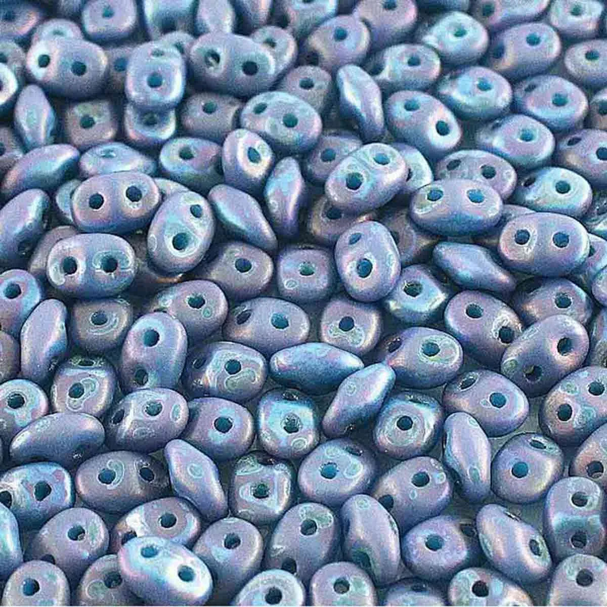Superduo Beads, Nebula Turquoise Blue Matte