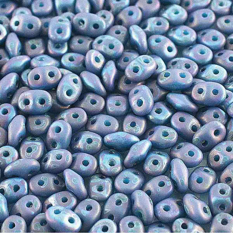 Superduo Beads, Nebula Turquoise Blue Matte