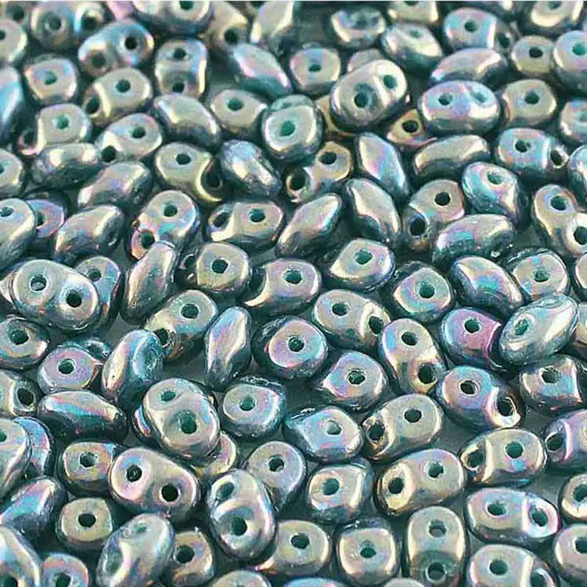 Superduo Beads, Nebula Turquoise Green