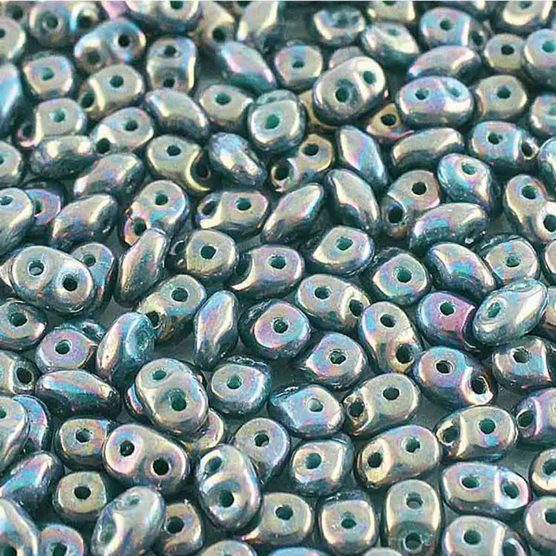 Superduo Beads, Nebula Turquoise Green