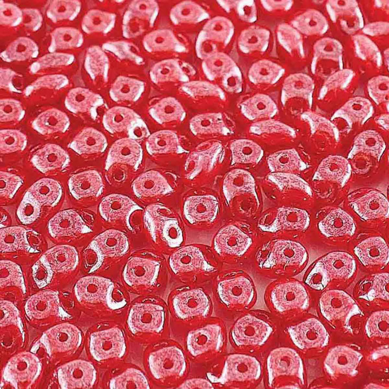 Superduo Beads, Opal Red White Luster