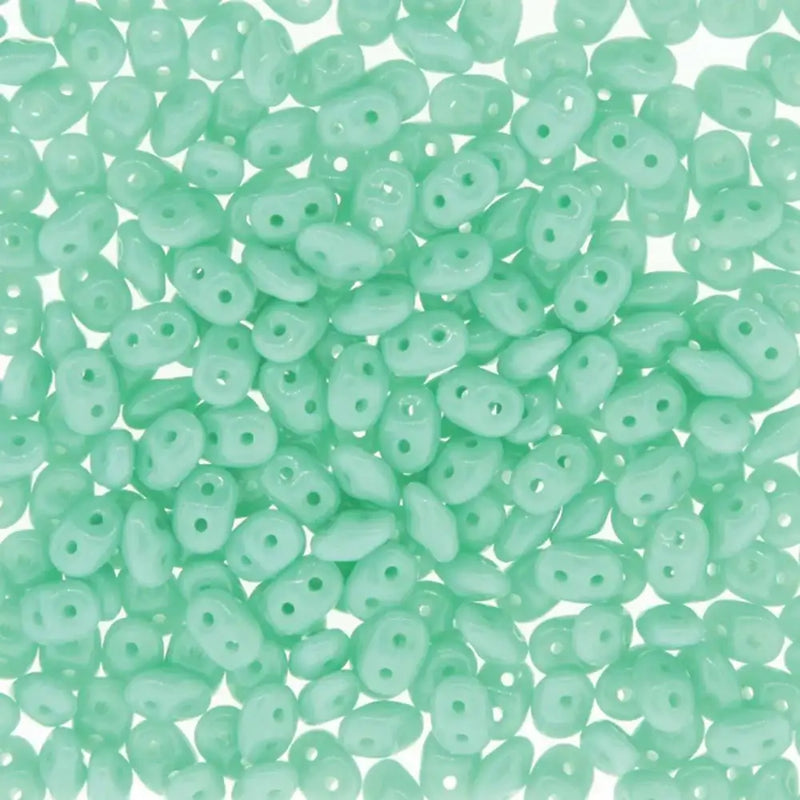 Superduo Beads, Opaque Green Turquoise