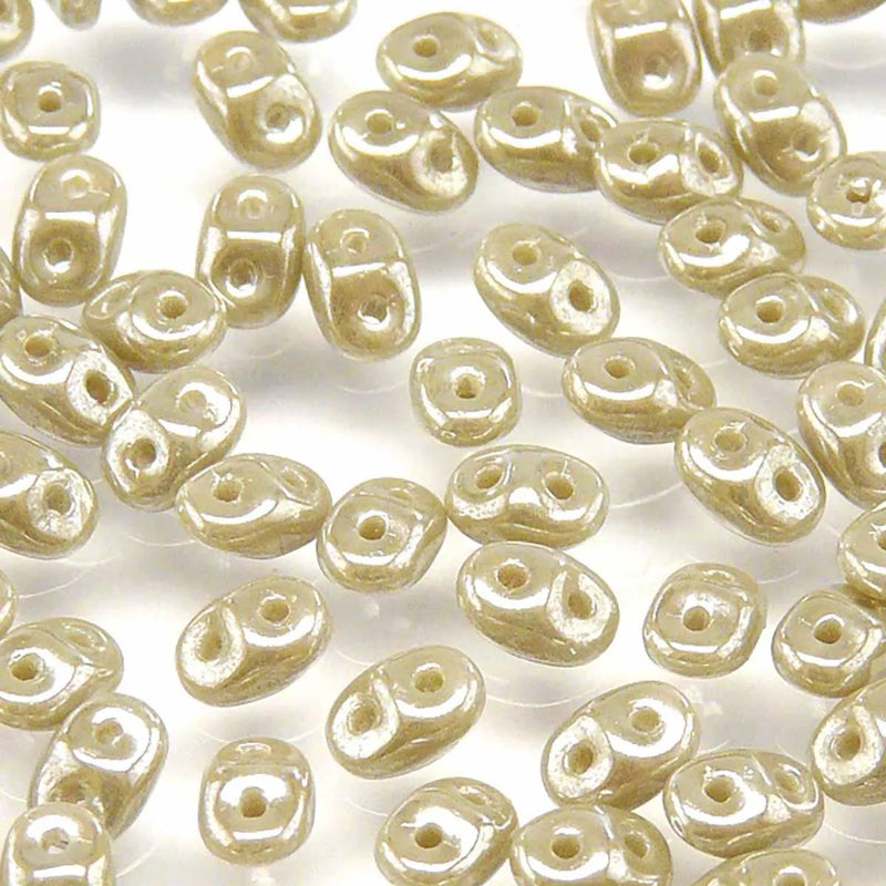 Superduo Beads, Opaque Grey White Luster