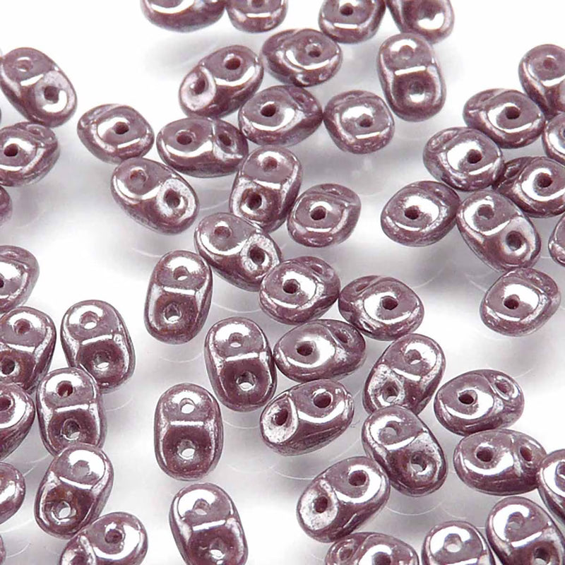 Superduo Beads, Opaque Violet White Luster