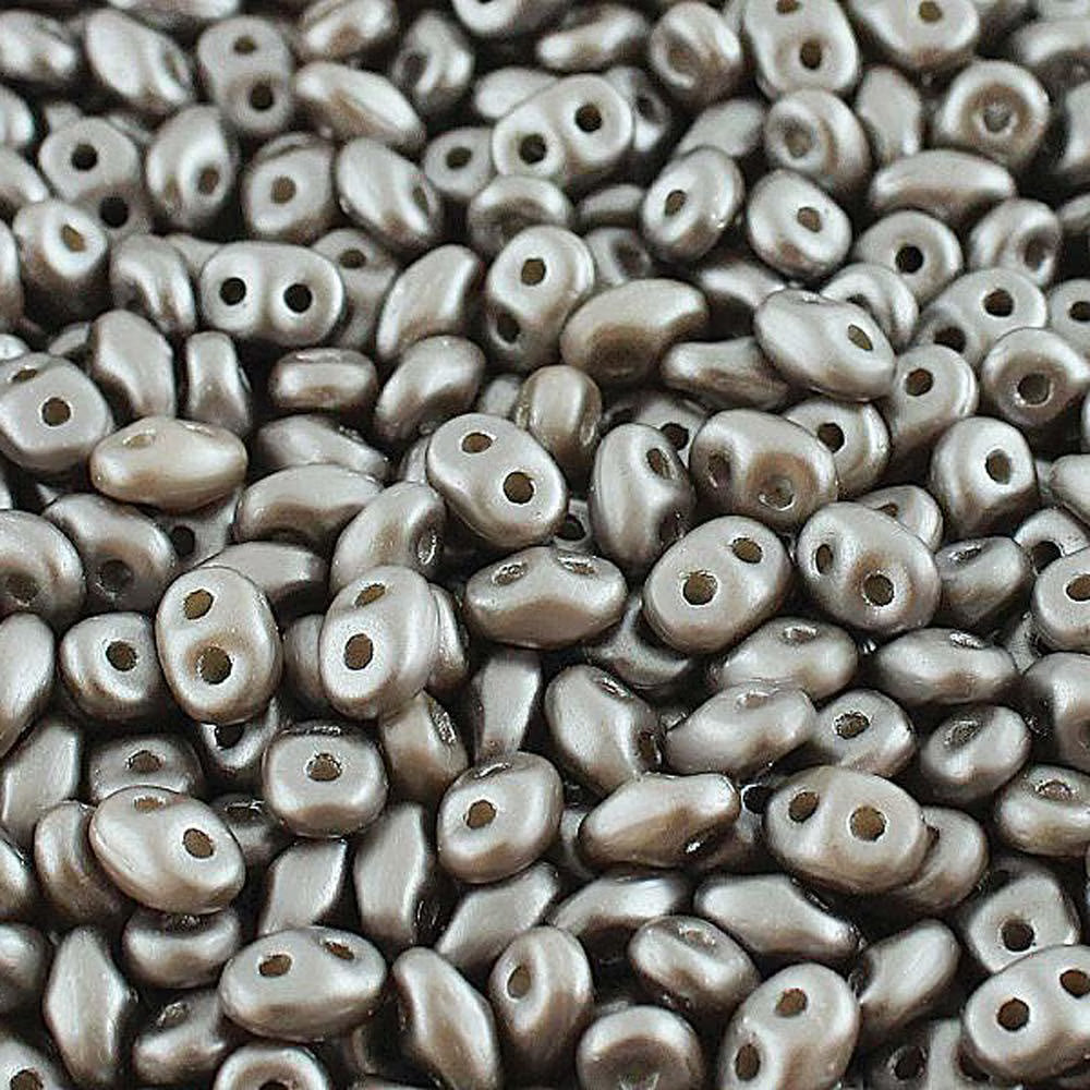 Superduo Beads, Pastel Grey