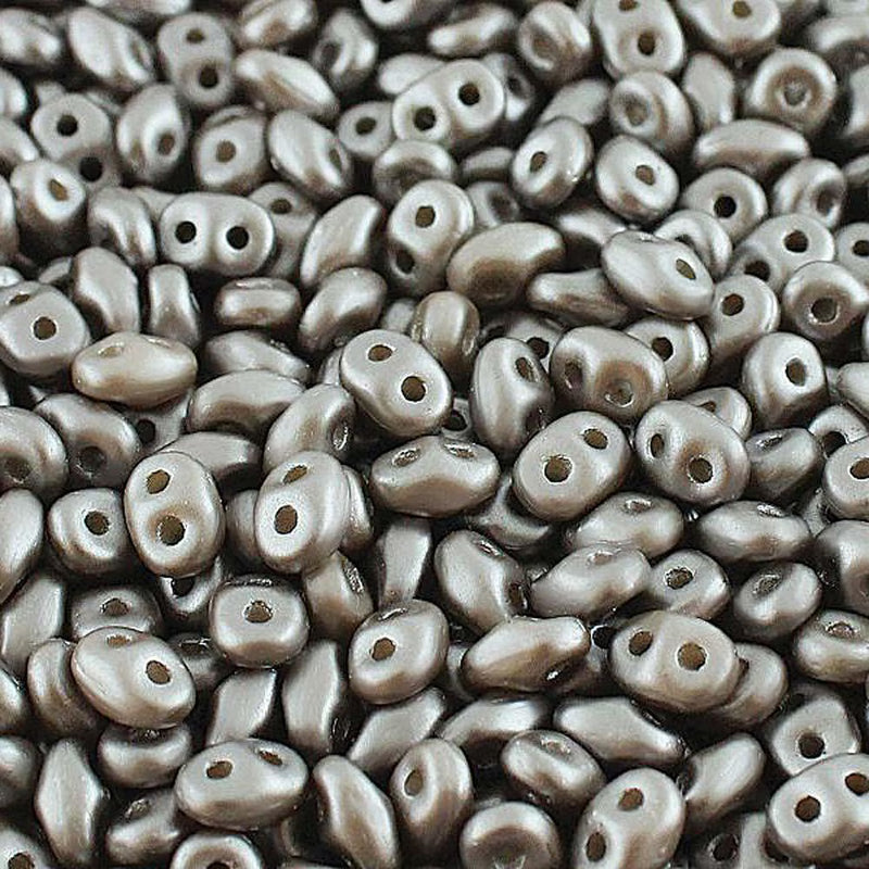 Superduo Beads, Pastel Grey