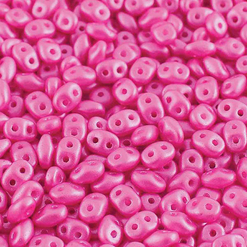Superduo Beads, Pearl Shine Light Fuchsia