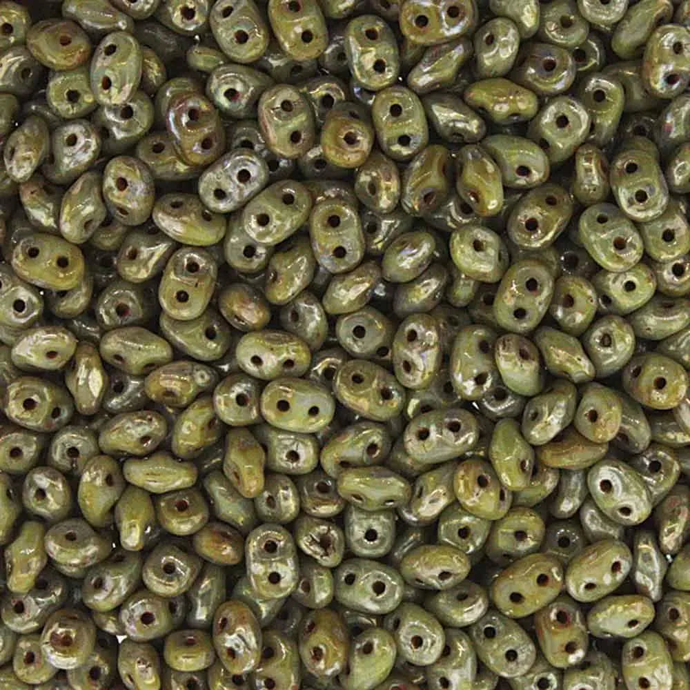 Superduo Beads, Picasso Opaque Grey