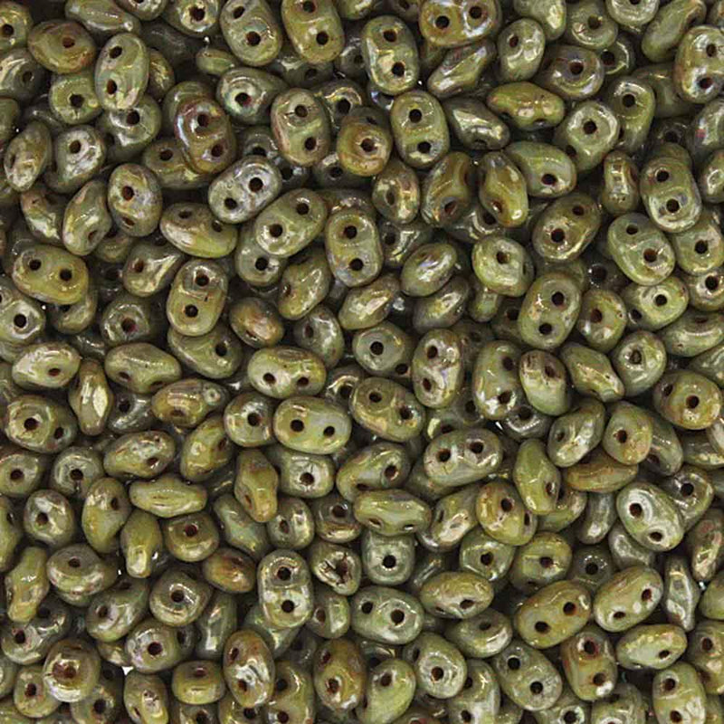 Superduo Beads, Picasso Opaque Grey