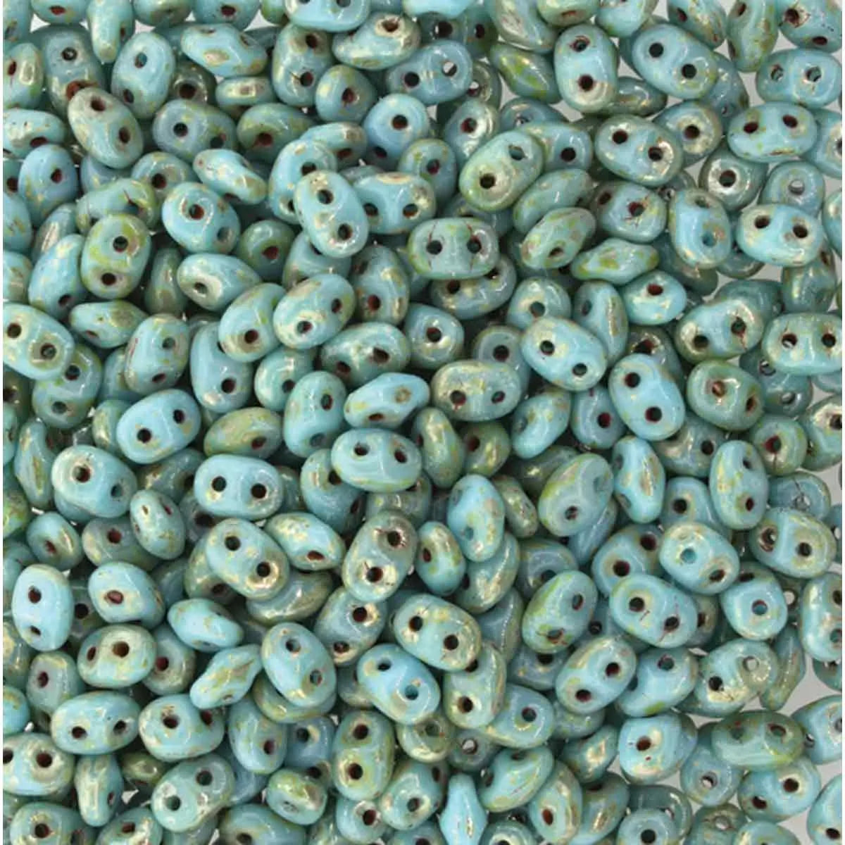 Superduo Beads, Picasso Turquoise Blue