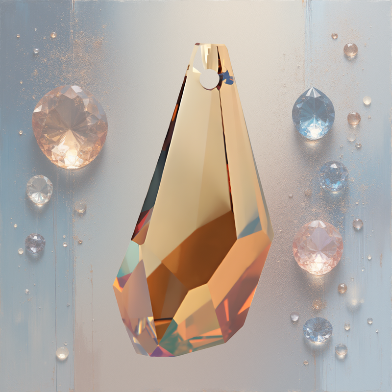 Swarovski 6015 Polygon Drop, 50mm, Crystal Copper