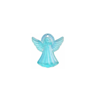 Vintage Swarovski crystal angel charm in Crystal Aqua Glimmer Matte, 14 × 13 mm