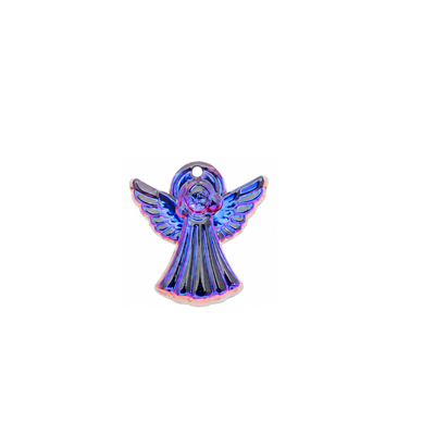 Vintage Swarovski crystal angel charm in Crystal Bermuda Blue Unfoiled, 14 × 13 mm