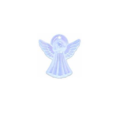 Vintage Swarovski crystal angel charm in Crystal Bermuda Blue Unfoiled, 14 × 13 mm