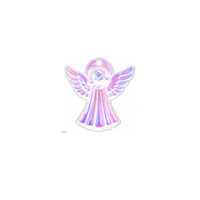 Vintage Swarovski crystal angel charm in Crystal Matte Glacier Blue, 14 × 13 mm
