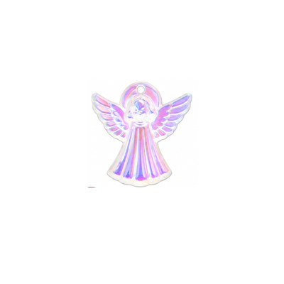 Vintage Swarovski crystal angel charm in Crystal Matte Glacier Blue, 14 × 13 mm