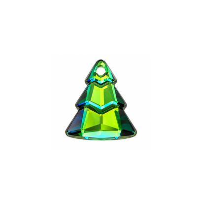 Swarovski crystal Christmas tree pendant in Electra green with blue and violet reflections, 15 × 13 mm