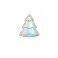 Swarovski crystal Christmas tree charm in Crystal Matte Celadon with soft pale green, pink and violet reflections, 15 × 13 mm