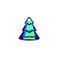 Swarovski crystal Christmas tree charm in Tourmaline Glacier Blue with vibrant aqua and violet reflections, 15 × 13 mm