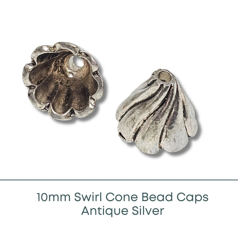 PRICING NEEDED - Swirl Cone Bead Caps, 10mm - The Argus Collection