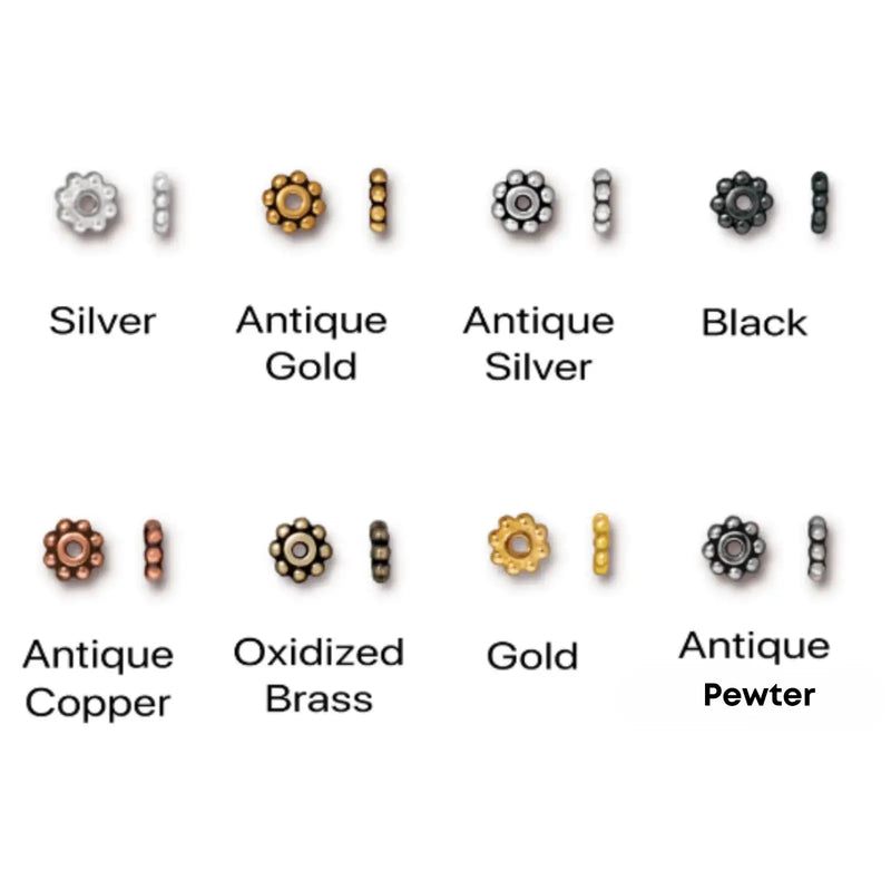 Tierracast Heishi Daisy Spacer Beads, 6mm in 6 Finishes - The Argus Collection