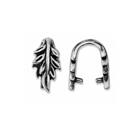 TierraCast Botanical Leaf Pinch Bail in Antique Pewter, shown on a white background.