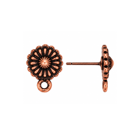 TierraCast Concho earring post with titanium post in Antique Copper finish