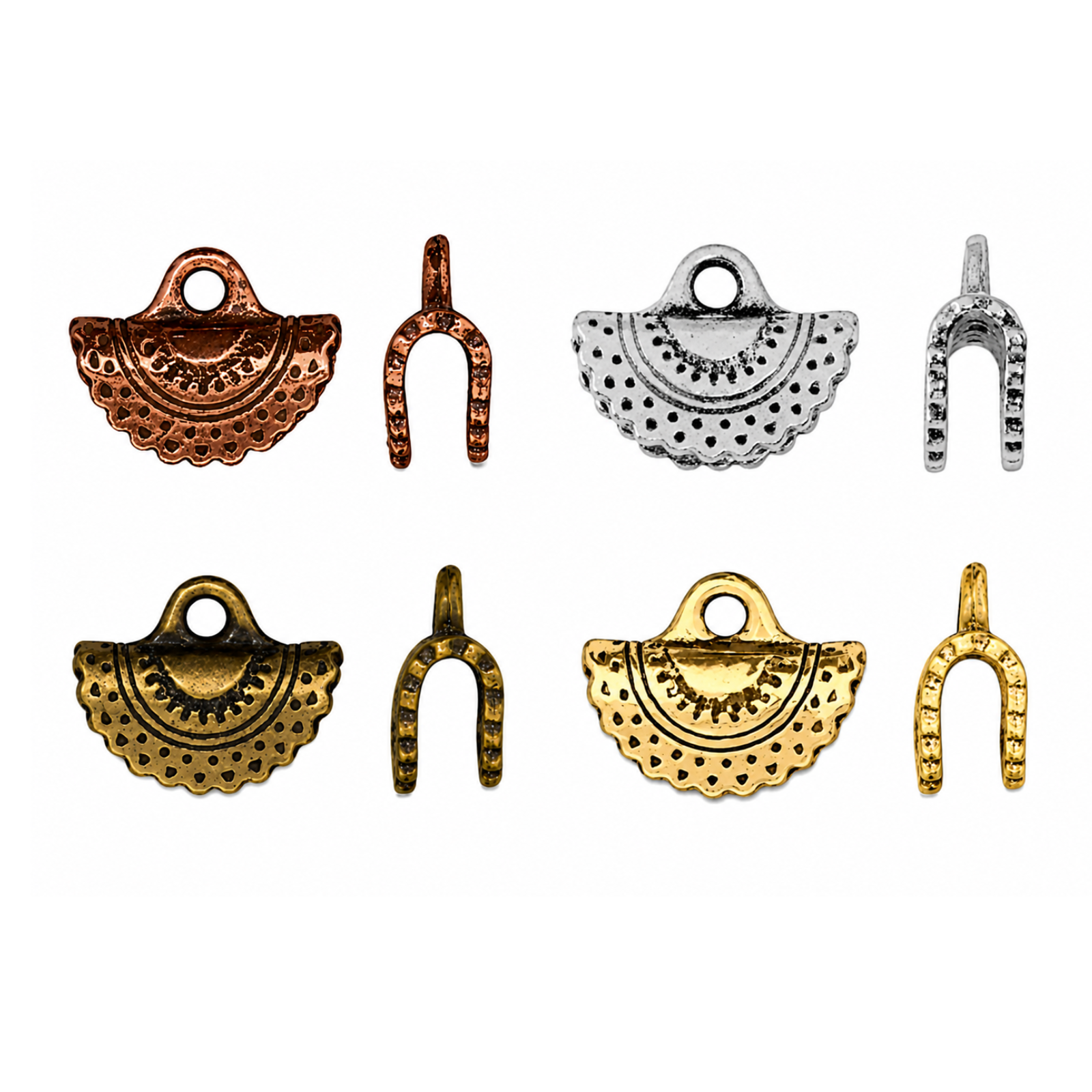 TierraCast Crescent Crimp End for Ribbon, Leather & Cord – 4 Finishes