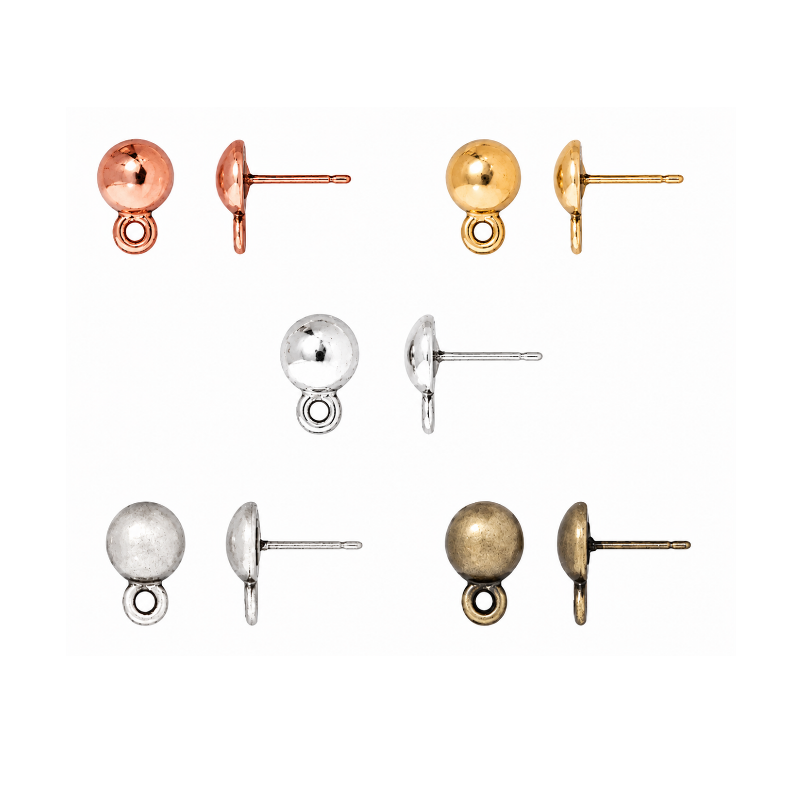 TierraCast Dome Earring Studs with Titanium Posts, 1 Pair