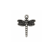 TierraCast 15mm dragonfly charm in Antique Silver finish on a white background.