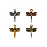 TierraCast dragonfly charms in Antique Silver, Antique Copper, Antique Gold and Oxidized Brass finishes.