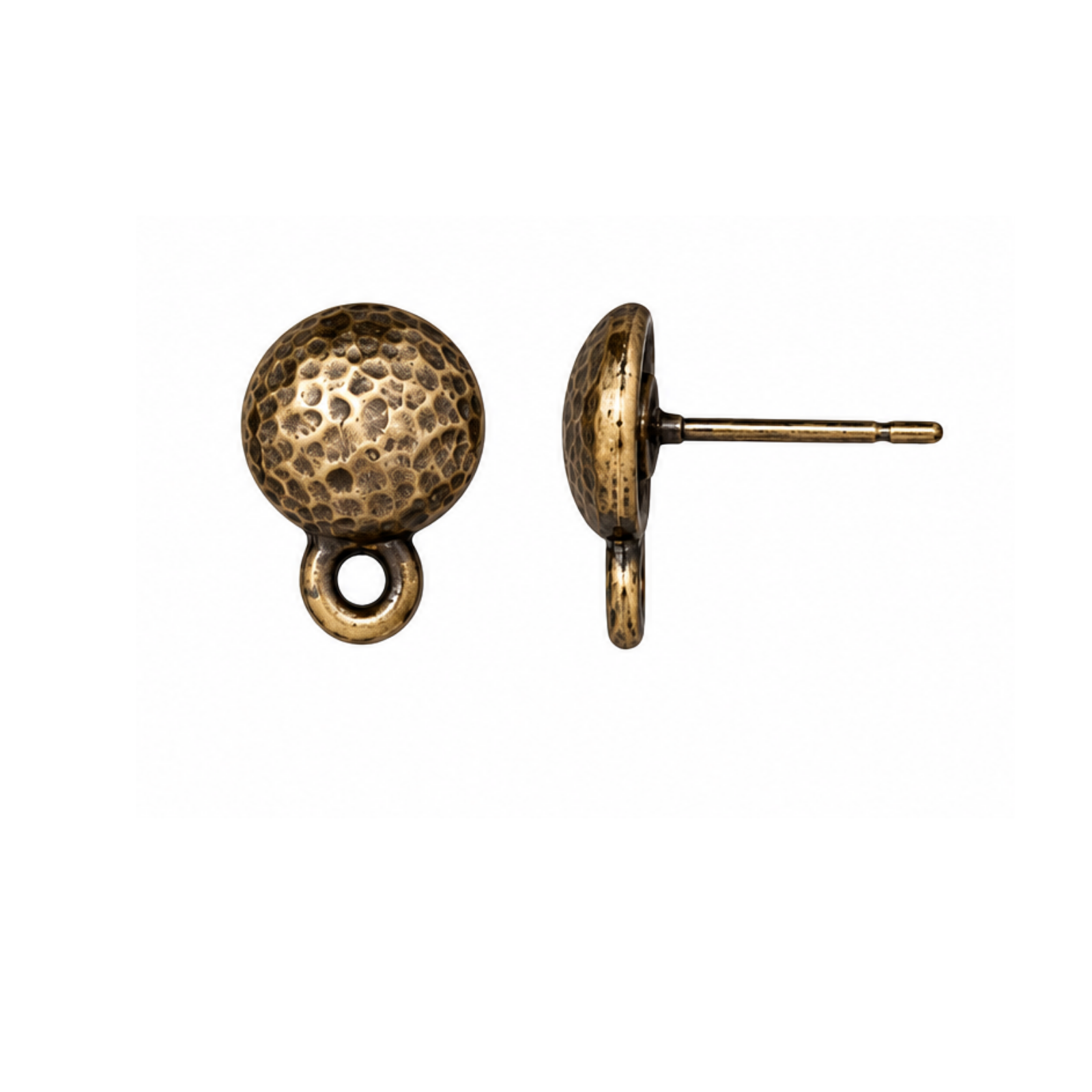 TierraCast Hammertone Dome Earring Studs with Titanium Posts
