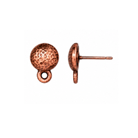 TierraCast Hammertone Dome Earring Studs with Titanium Posts