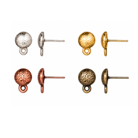 TierraCast Hammertone Dome Earring Studs with Titanium Posts