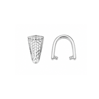 TierraCast Hammertone small pinch bail in White Bronze, shown from front and open side views