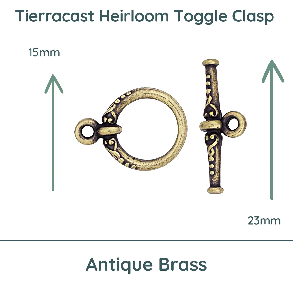 Heirloom Toggle Clasp, 15mm, 7 Finishes - The Argus Collection