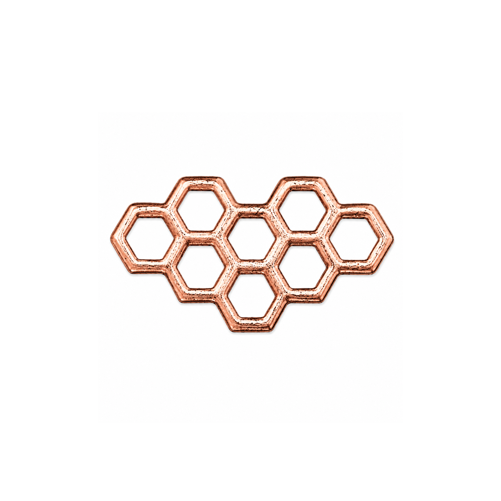 TierraCast 21mm Honeycomb focal and connector in Antique Copper on a white background.