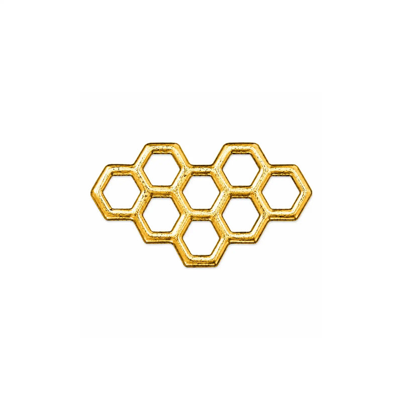 TierraCast 21mm Honeycomb focal and connector in Antique Gold on a white background.
