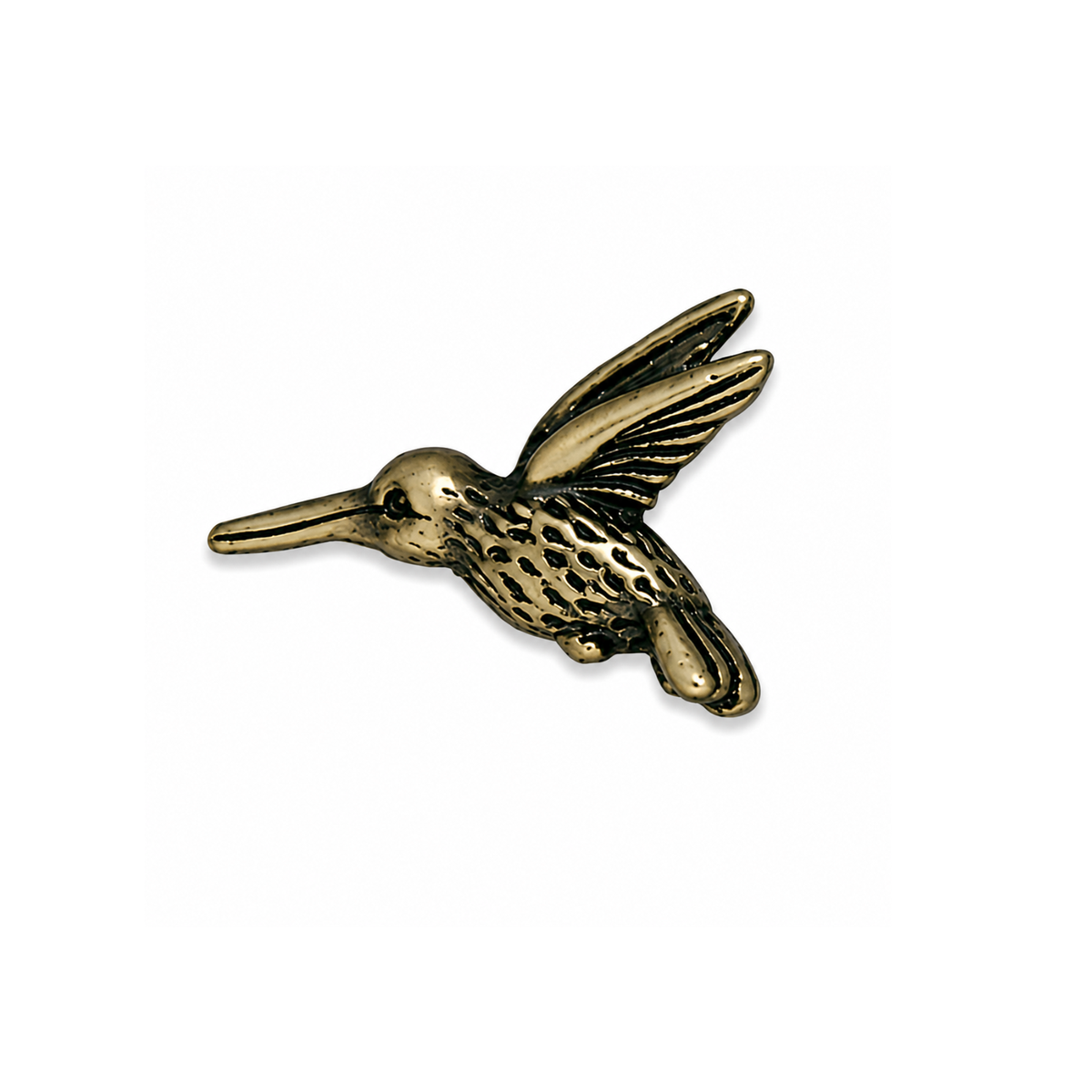 TierraCast 20mm hummingbird bead in Antique Brass on a white background.