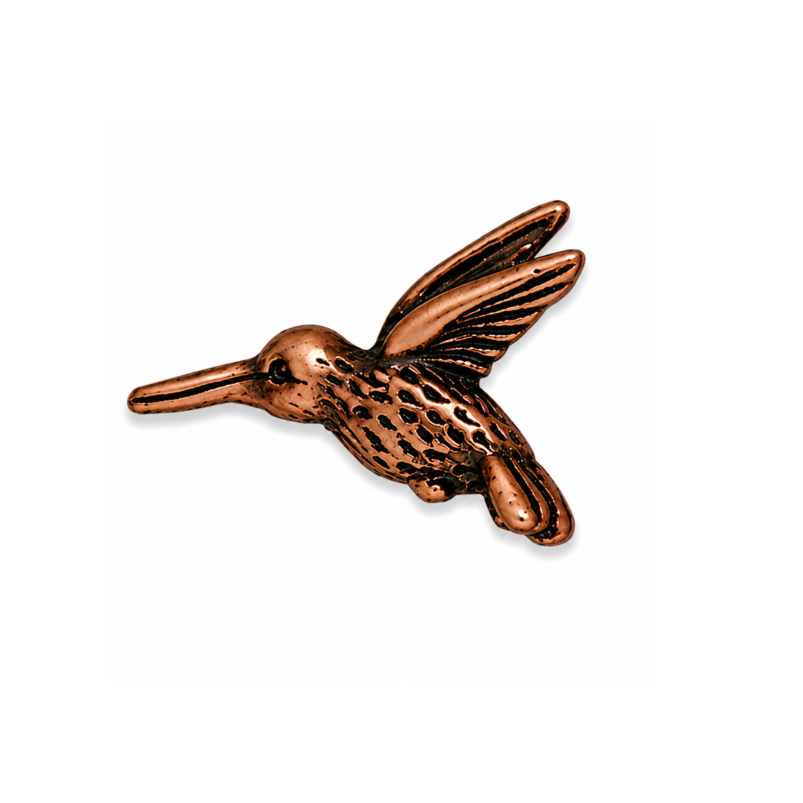 TierraCast 20mm hummingbird bead in Antique Copper on a white background.