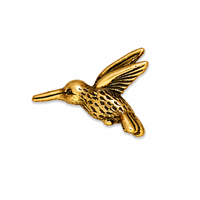 TierraCast 20mm hummingbird bead in Antique Gold on a white background.