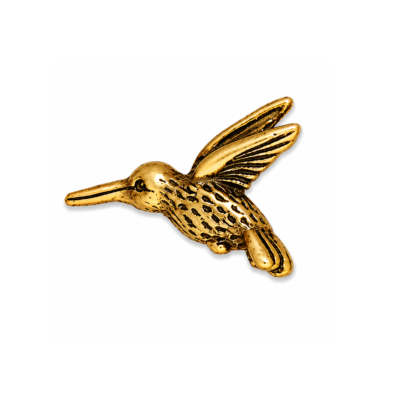 TierraCast 20mm hummingbird bead in Antique Gold on a white background.