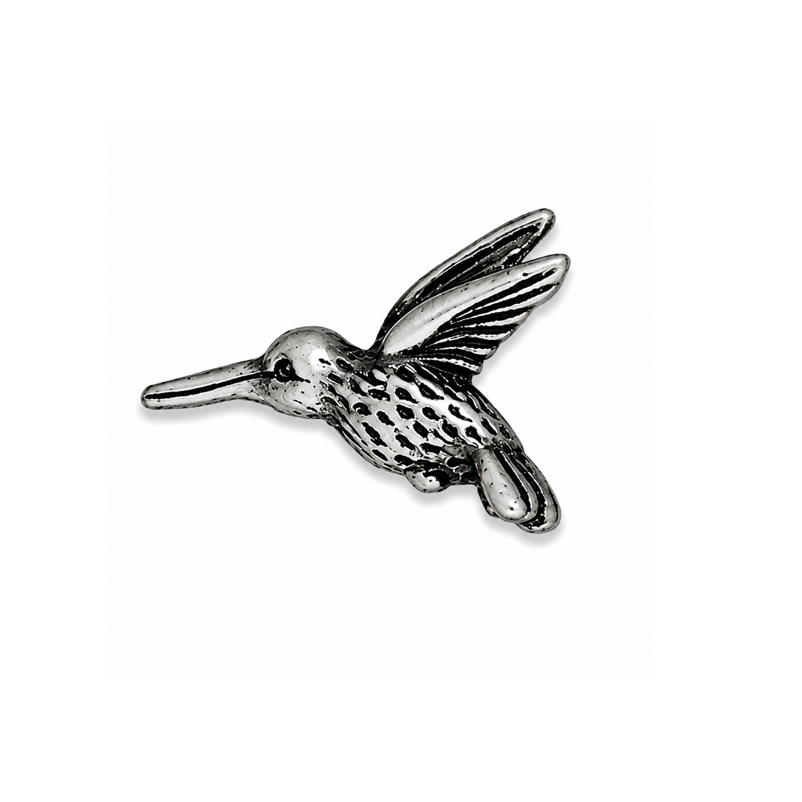 TierraCast 20mm hummingbird bead in Antique Silver on a white background.