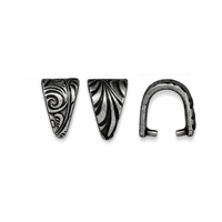 TierraCast Jardin large pinch bail in Antique Pewter, showing decorative and open views on a white background.