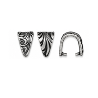 TierraCast Jardin large pinch bail in Antique Silver, showing decorative and open views on a white background.