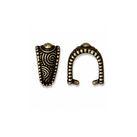 TierraCast Large Spiral Pinch Bail in Antique Brass, showing decorative front and open side views on a white background.