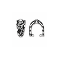 TierraCast Large Spiral Pinch Bail in Antique Silver, showing decorative front and open side views on a white background.