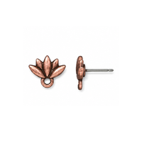 TierraCast Lotus Earring Post in [Antique Copper with titanium post and bottom loop, shown on a white background.