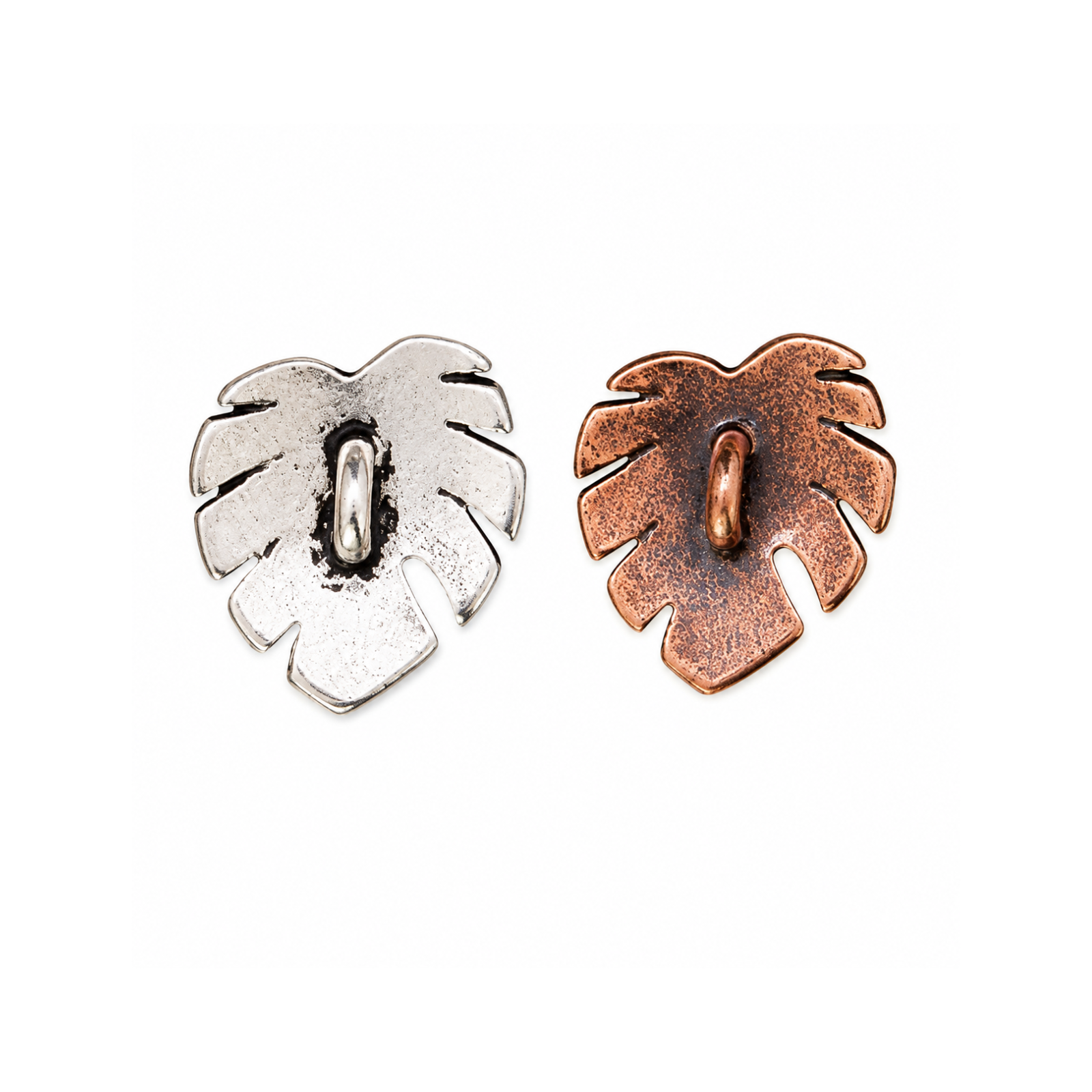 TierraCast Monstera Leaf Button, 15mm, 2 Finishes, 2 Pcs