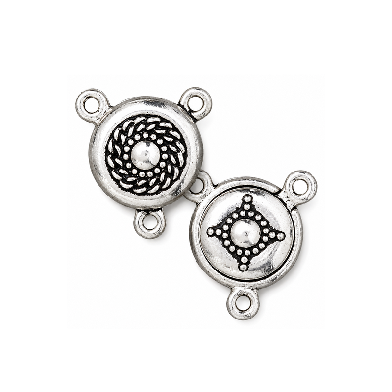 TierraCast Opulence 2-to-1 magnetic clasp showing the two decorative sides and three attachment loops.